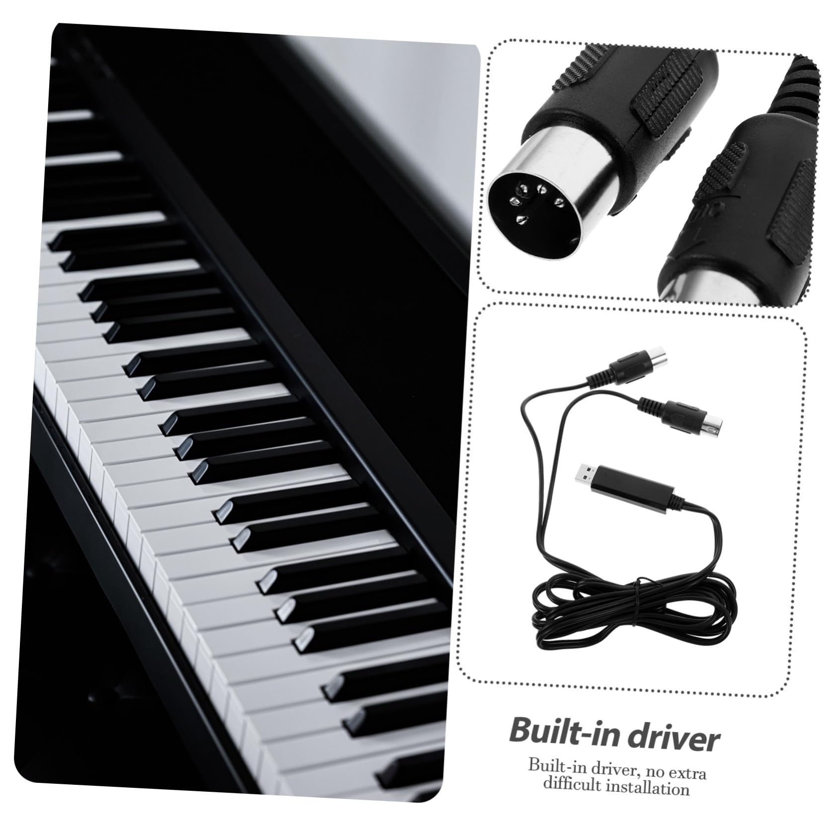 Toyvian 2piezas Cable Midi Usb De Metros Para Piano Adaptador Profesional Para Teclado Musical Pc Laptop Conexión Rápida y Estable Compatible Sistemas y