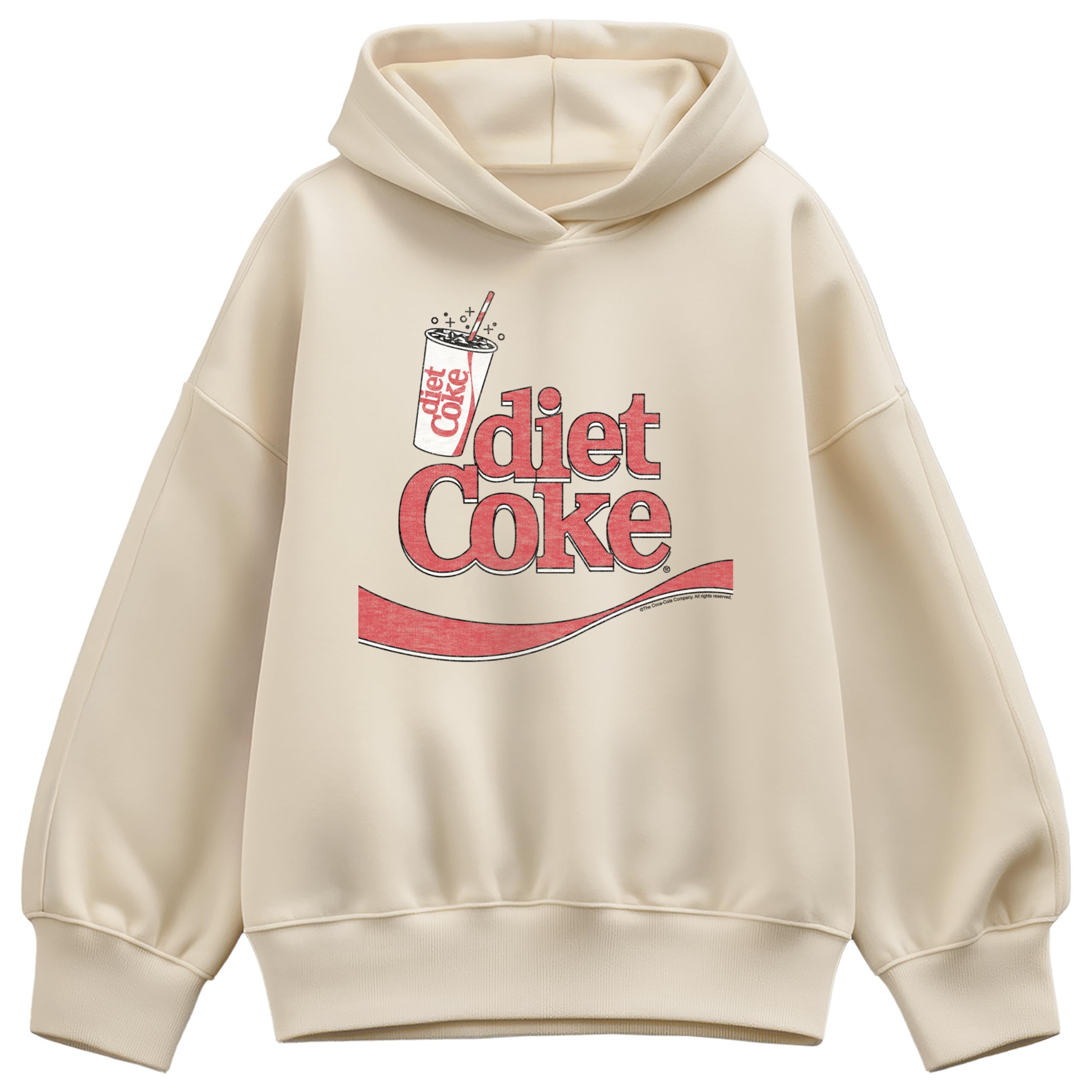 HYBRID APPAREL Coca-Cola - Drink Diet Coke - Ladies Oversized Fleece Hoodie Sweatshirt