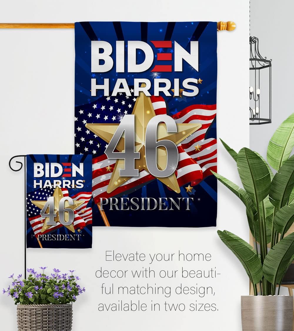 Biden Harris Flag 46 Garden Flag Set Wall Holder Patriotic Vote President Democrat Republican Tea Party United State American Election House Banner Small Yard Gift Double-Sided, Made in USA