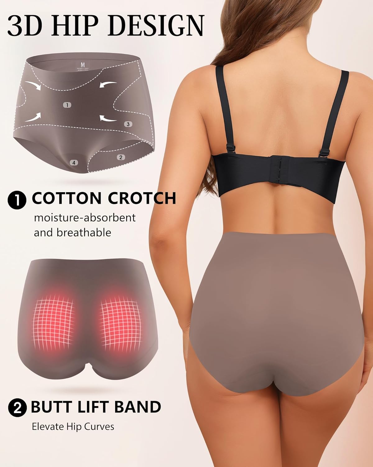 Seamless Underwear for Women High Waisted No Show Panties Full Coverage Briefs Invisible Soft 5 Pack S-XXL - Image 7