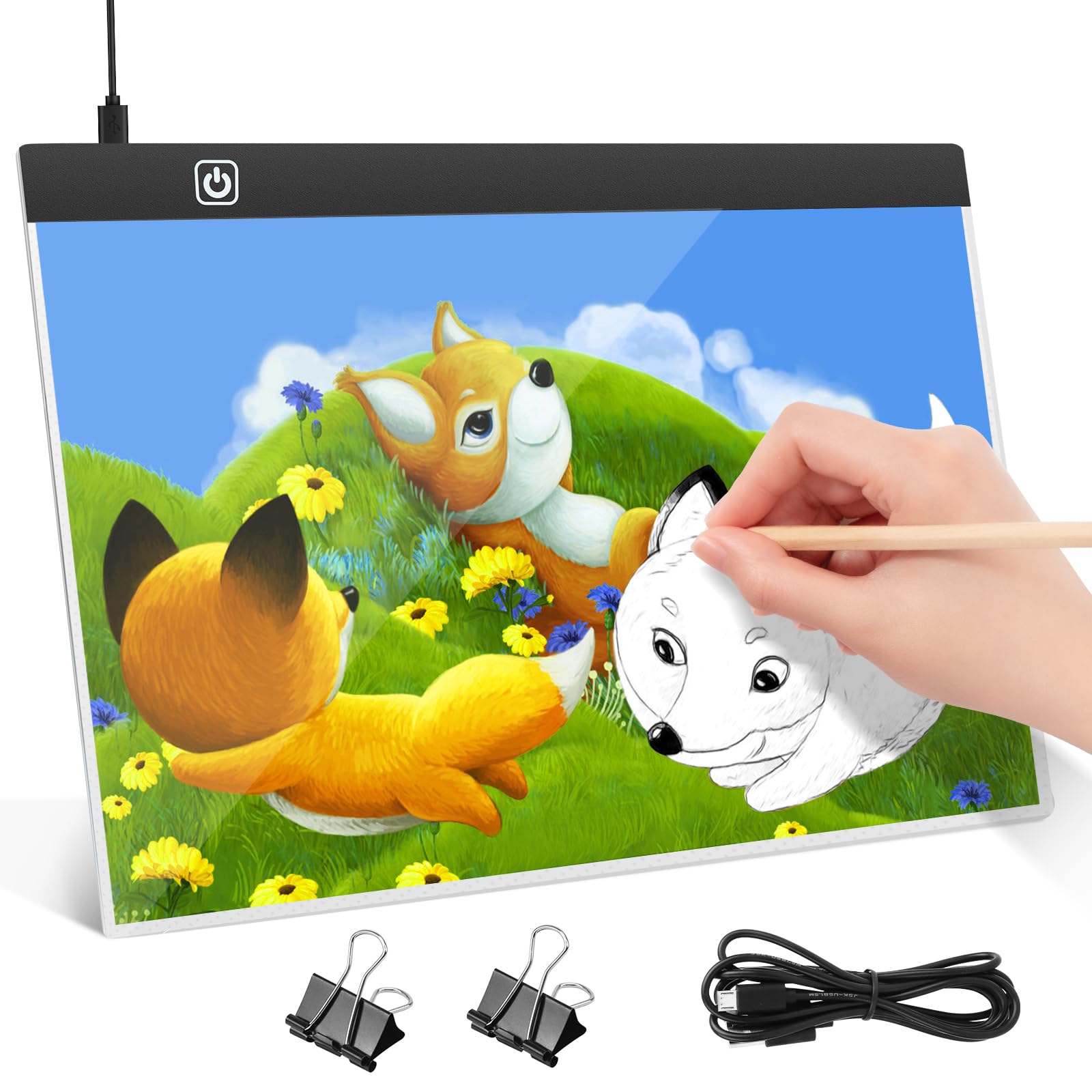 VFANDV Mesa de Luz A3, LED Tableta de Luz Dibujo de Dibujo Portátil con Brillo Ajustable Mesa de Luz para Calcar con Cable USB Mesa de Luz de Dibujo para Bocetos Diseño Dibujo Diamante Pintura