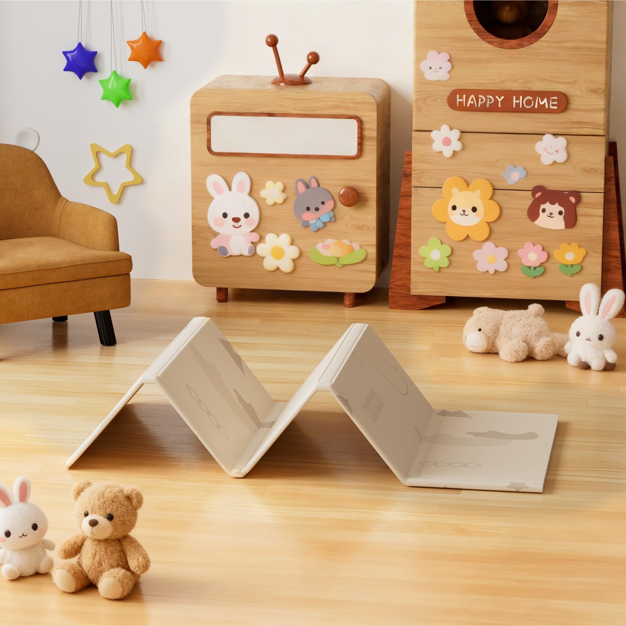 Baby Play Mat, Large Reversible & Foldable Waterproof Foam Playmat 200x180cm, Double-Sided Non-Slip Toddler Floor Mat for Crawling, Tummy Time, Nursery, Portable Floor Mat, Farm — view 5