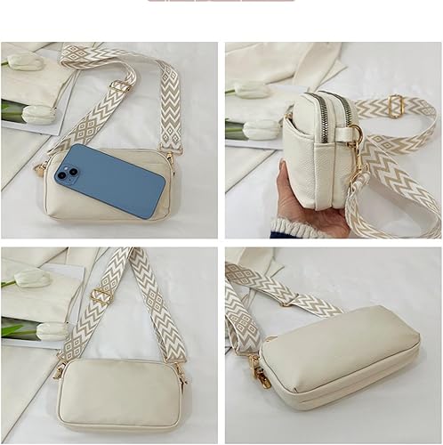 Miniatura 8 de Bolsos cruzados para mujer, bolsos de hombro de cuero vegano, bolsos para mujer con correa ancha ajustable, Azul, Pequeña, Ocio