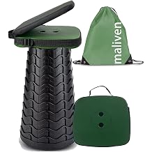 Collapsible Camping Stool with Seat Cushion & Nylon Bag, Square Portable Telescopic Stool, Lightweight Sturdy Foldable Stool for Camp Fishing Picnic, Max Load 550 lb