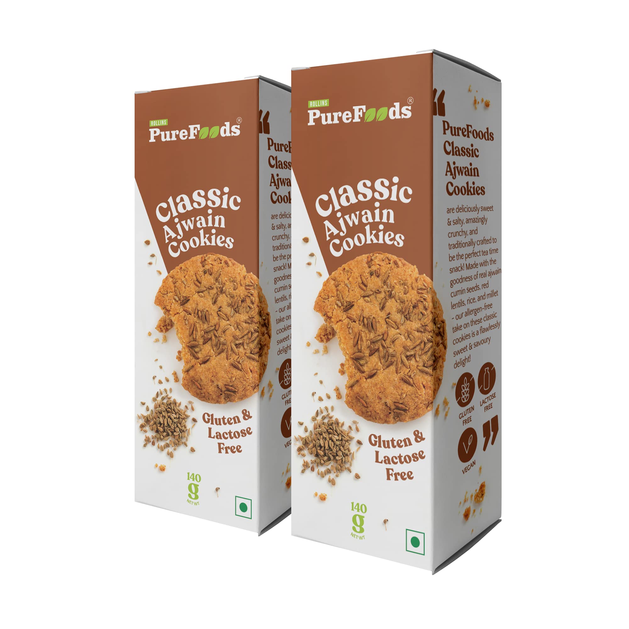 PureFoods Cookies | 100% Natural & Healthy | Gluten Free (Pack Of 2, 140G, Classic Ajwain) (B0C3CJ6Q3L) Amazon Price History, Amazon Price Tracker