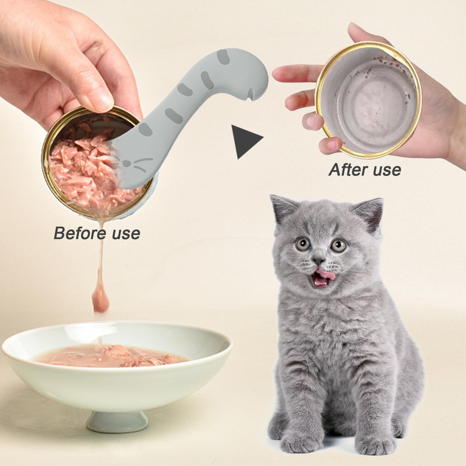 Coperchi in Silicone, Cucchiaio per Cibo Umido per Gatti/Apriscatole, Coperchi Silicone per Lattine di Cibo per Cani e Gatti, Mini Spatola per Alimenti in Scatola per Animali Domestici