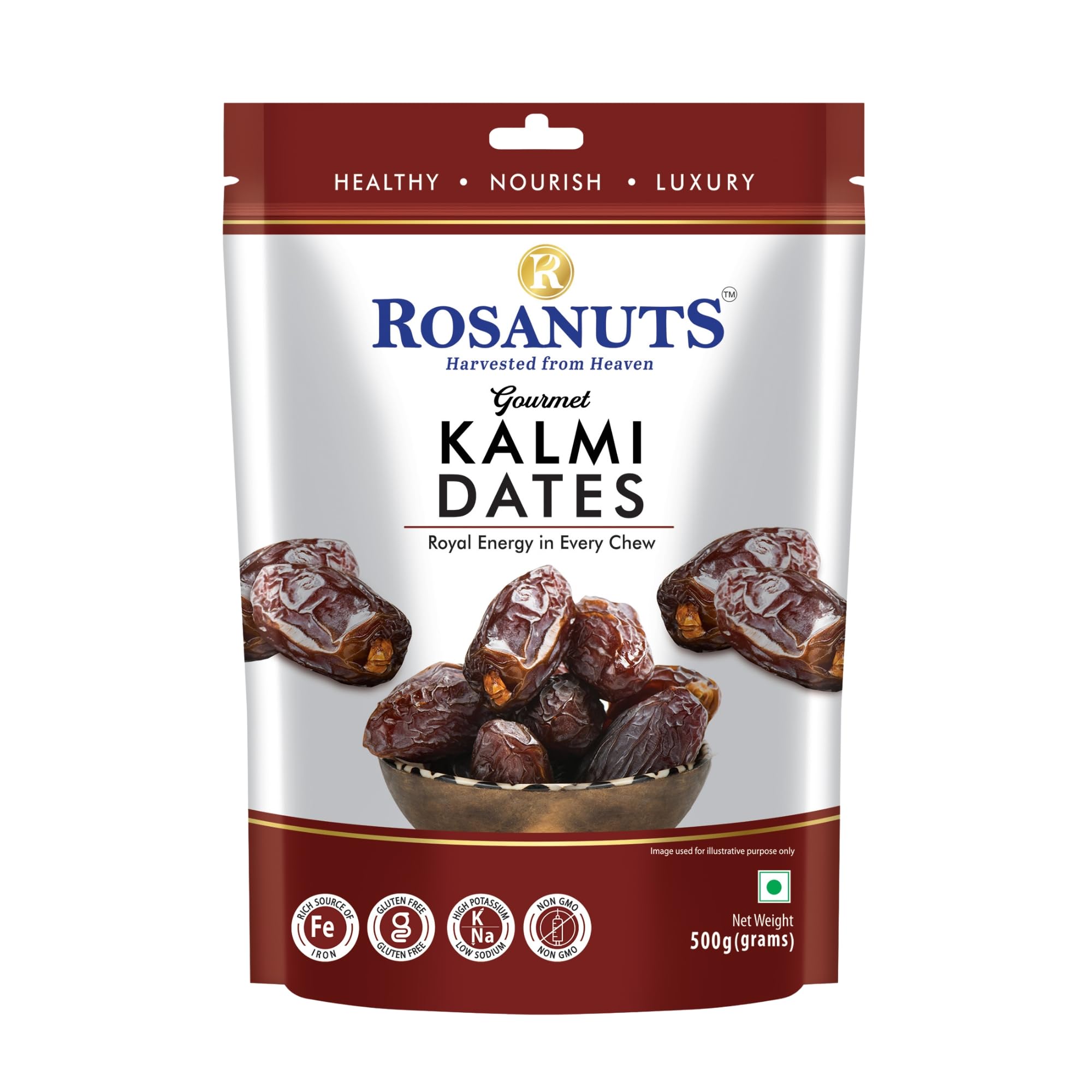 ROSANUTS Kalmi Dates Naturally Dried Sweet Fruit Brown 500g-FBA-image-5