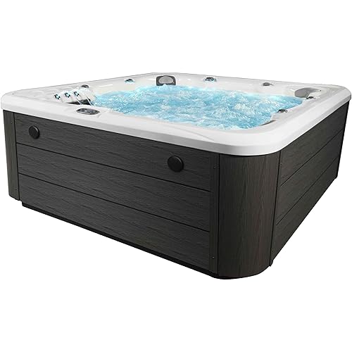 Scenic Outdoor Hot Tub, 6-Person 69-Jet Lounger 4-Pump Spa with Triple Water Columns and Bluetooth Stereo by Essential Hot Tubs