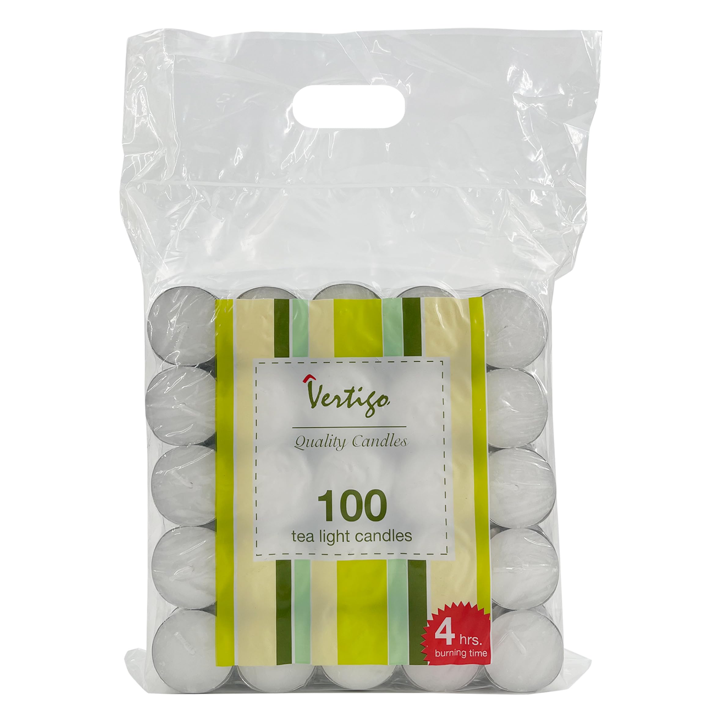 Vertigo Smokeless Tea Light Candles 14g 100Pcs, 4 hours burning time