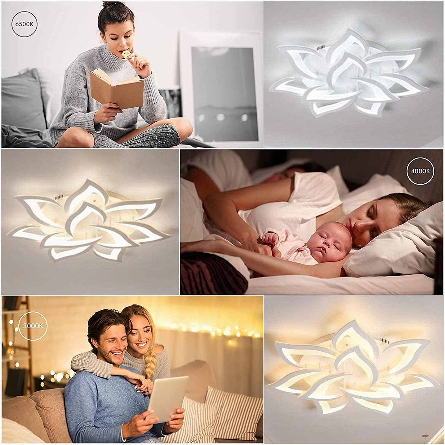 Lámpara LED de techo regulable, lámpara de salón con mando a distancia, cambio de color, dormitorio, lámpara de techo moderna, iluminación de techo, lámpara de araña, atenuación diámetro de 85 cm