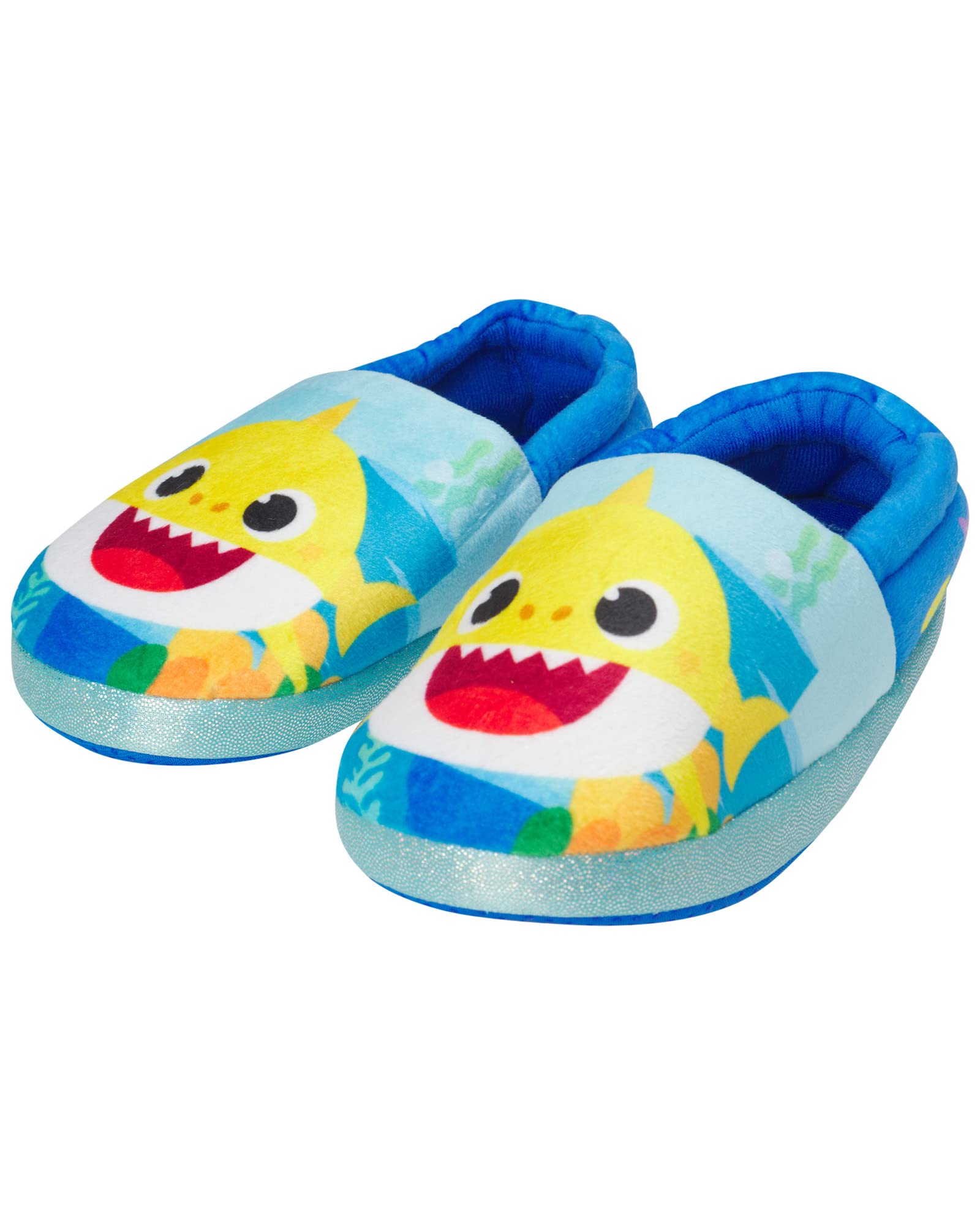 Nickelodeonunisex Child Boys Baby Shark Plush Fuzzy Slippers Non
