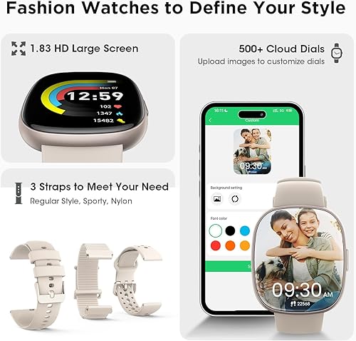 Miniatura 7 de Relojes inteligentes para mujer Fitness Rastreador de actividad física con marcarecepción de llamadas 247, ritmo cardíaco, monitor de sueño SpO2,