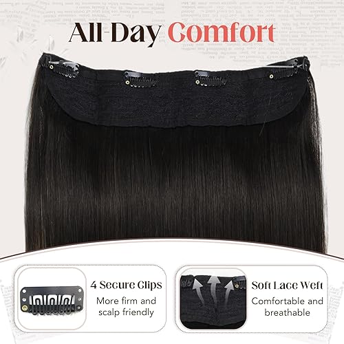 Miniatura 4 de XDhair Extensiones de cabello humano con alambre, 20 pulgadas, 3.00 oz, balayage, color marrón dorado con rubio caramelo, extensiones de cabello