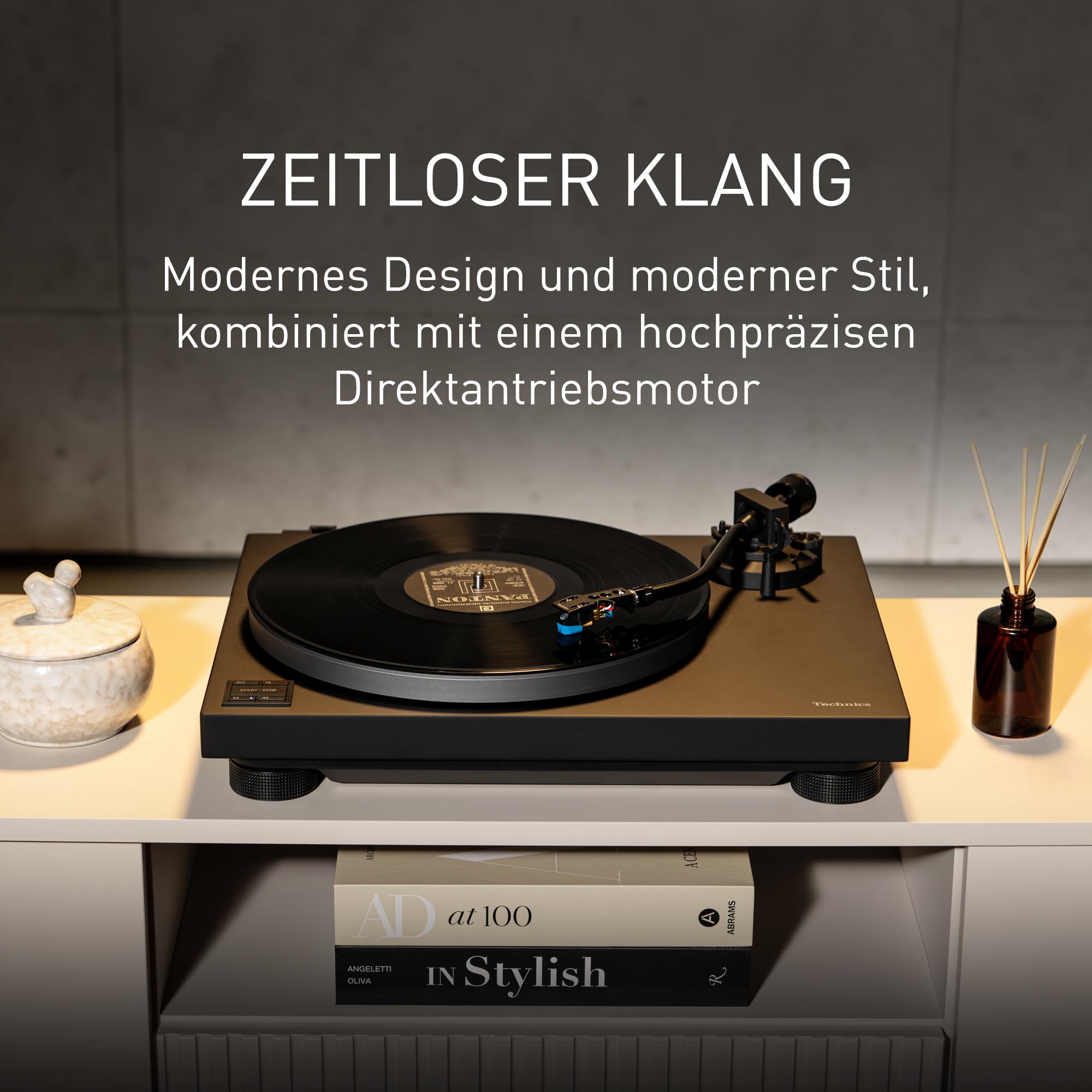 Technics SL-40CE-K Plattenspieler mit Direktantrieb, kernloser Motor, integrierter Phono-Equalizer, AT-VM95C Tonabnehmer, Aluminium-Plattenteller, Schwarz
