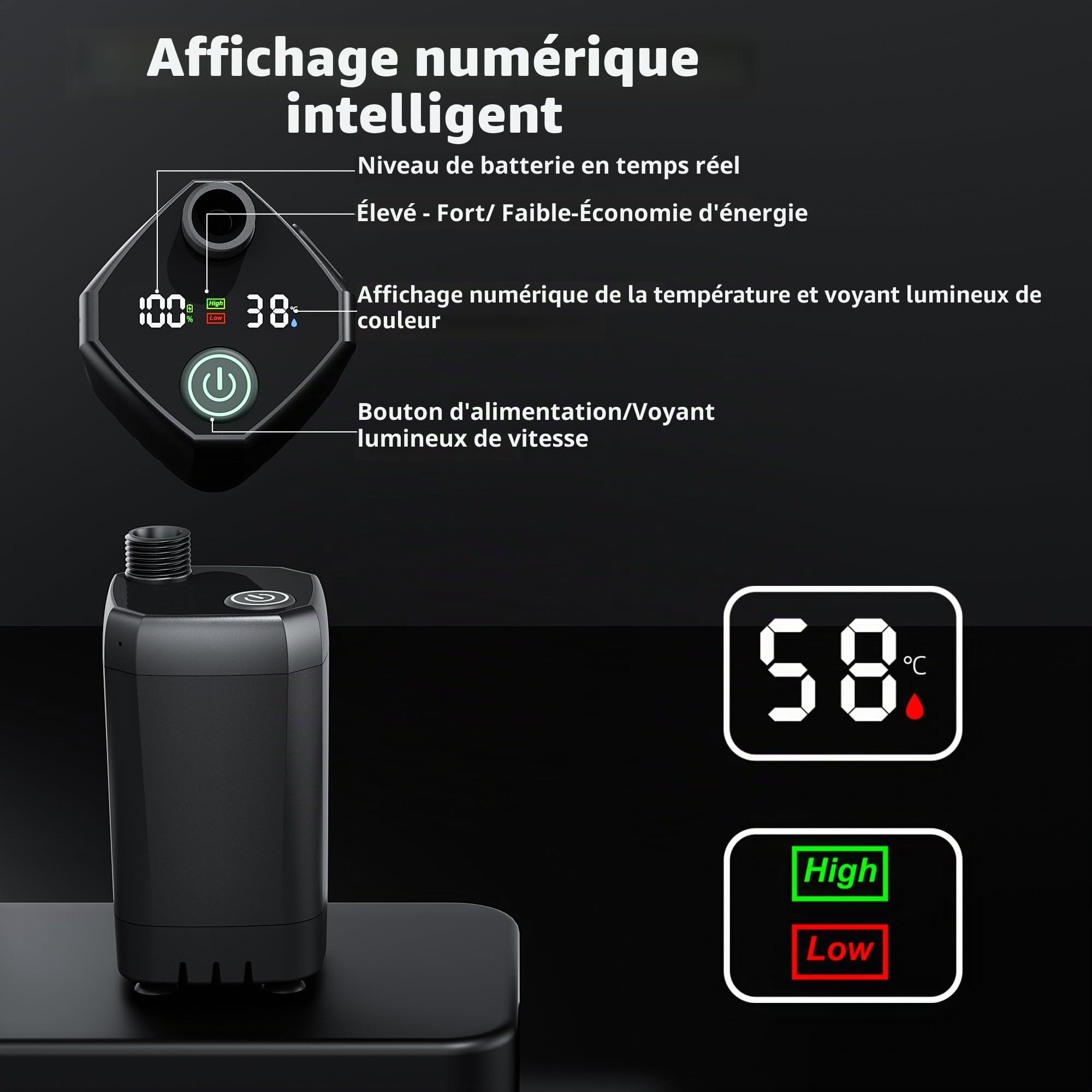 Mytrix Kit Complet de Douche de Camping Portable amélioré, Pompe Rechargeable de 6000 mAh avec écran Intelligent, tête de pulvérisation Multi-Mode, Seau d'eau à 5 Vitesses