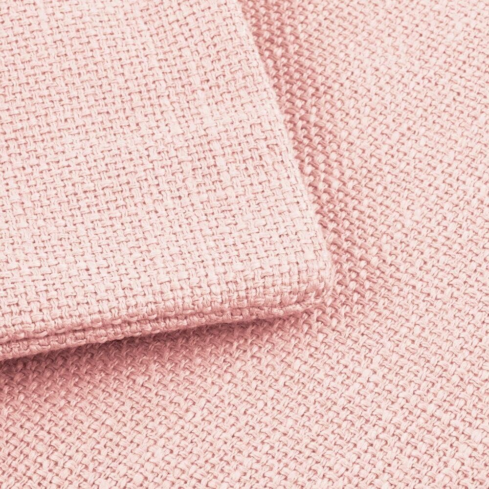 mDesign Solid Color Decorative Faux Linen Throw Pillow Cover Cushion Cover Pillowcase for Couch Sofa Bed; 18 x 18 inches; No Pillow Insert; 2 Pack - Blush Pink