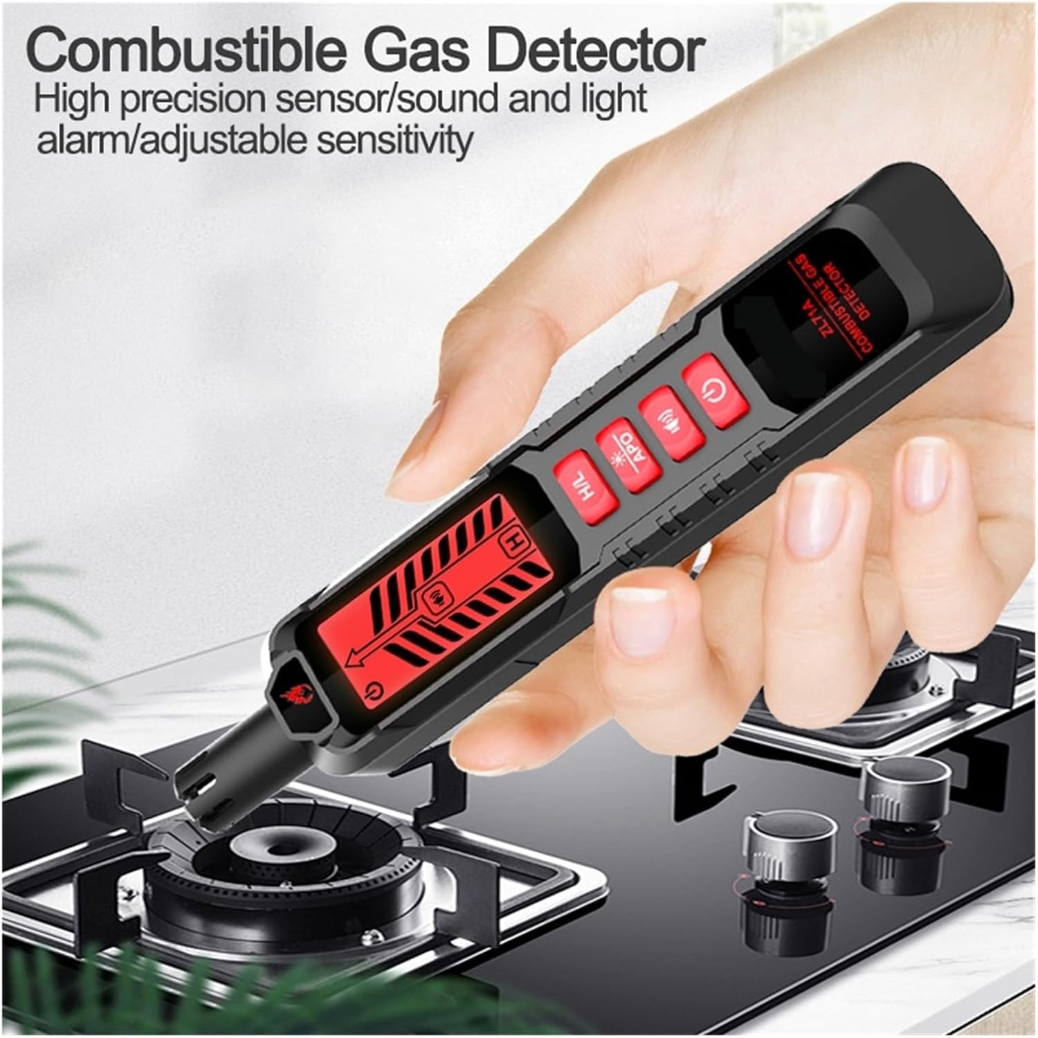 Gas Leak Detector Combustible Natural Flammable Alcohol LPG Methane Analyzer Buzzer Alarm PPM Analyzer Combustible Sensor Tool Precise Sensors for Fast Detection(ZL71A)