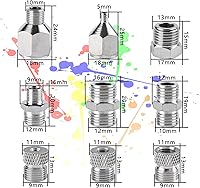 Vista 4 de SAGUD Juego de adaptador de aerógrafo 9 uds., kit de conector de montaje de cepillo de aire, accesorios de aerógrafo para mini compresor de aire