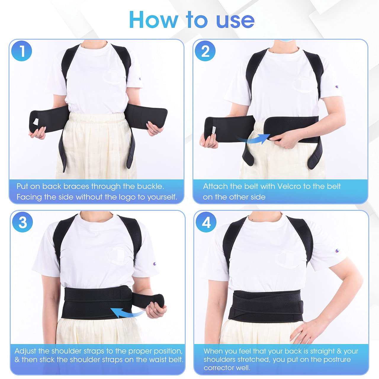 Frii Posture Corrector for Women and Man, Back Brace Support straightener, Shoulder Lumbar Adjustable Breathable Improve Posture, Neck, Pain Relief Black