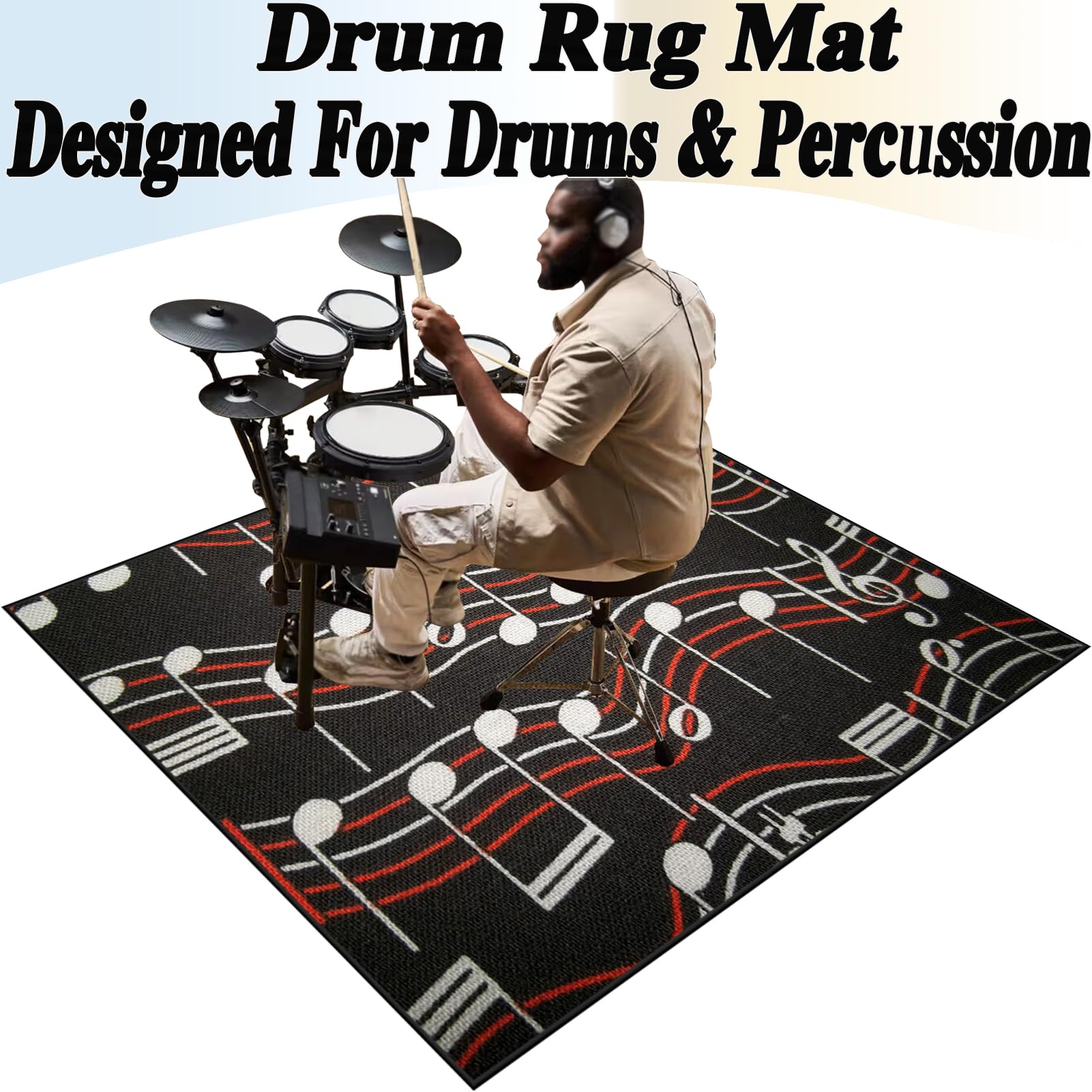 Schlagzeug Teppich Schallschutzmatte Schlagzeugteppich Schallschutz Drum-Matten-Teppich Schalldicht Teppiche Drum Matte Drumteppich Musikinstrumentenmatte 140 x 90 cm