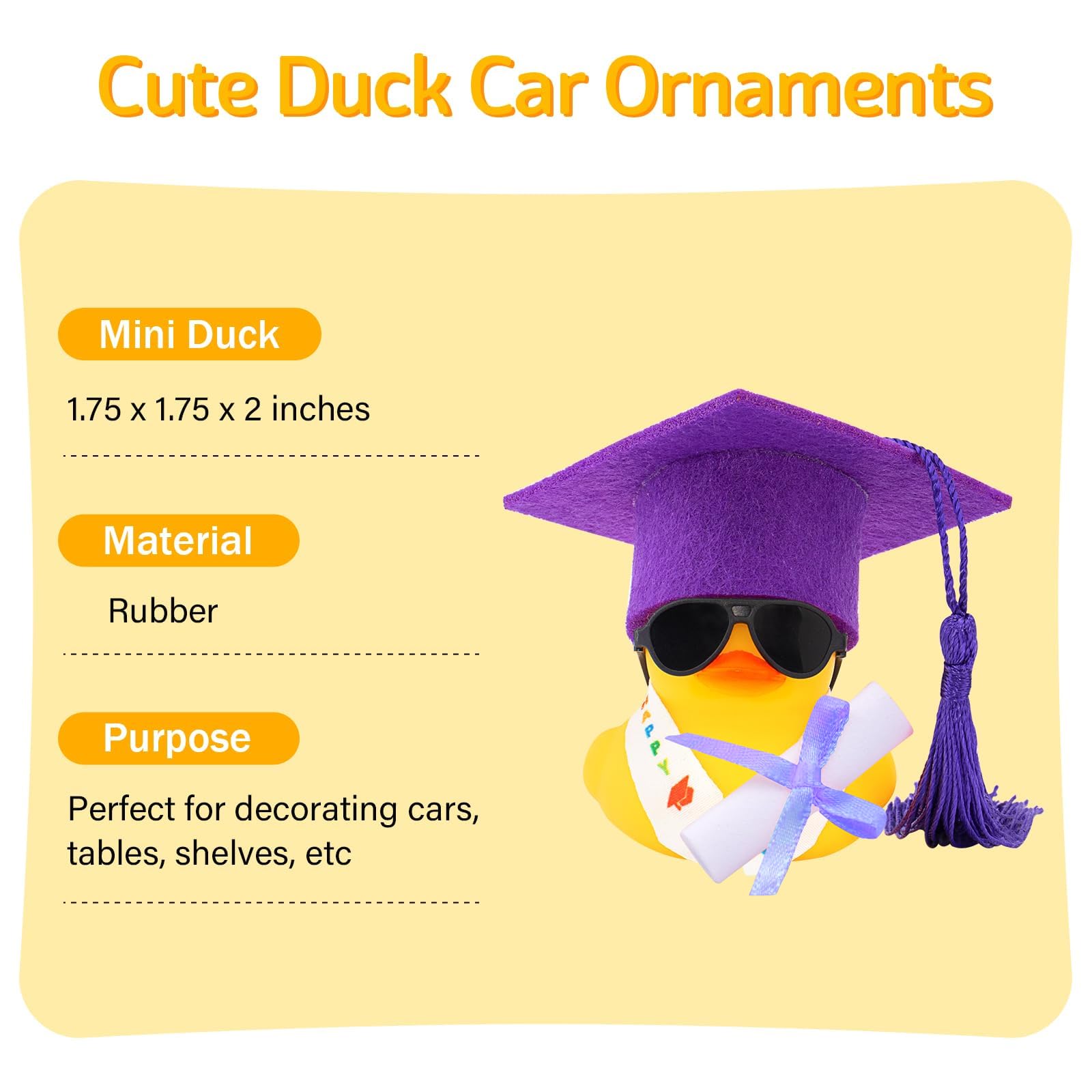 Pato De Goma Académico Con Diploma – Figura De Graduación Con Sombrero, Banda Y Gafas, Regalo Divertido Para Estudiantes