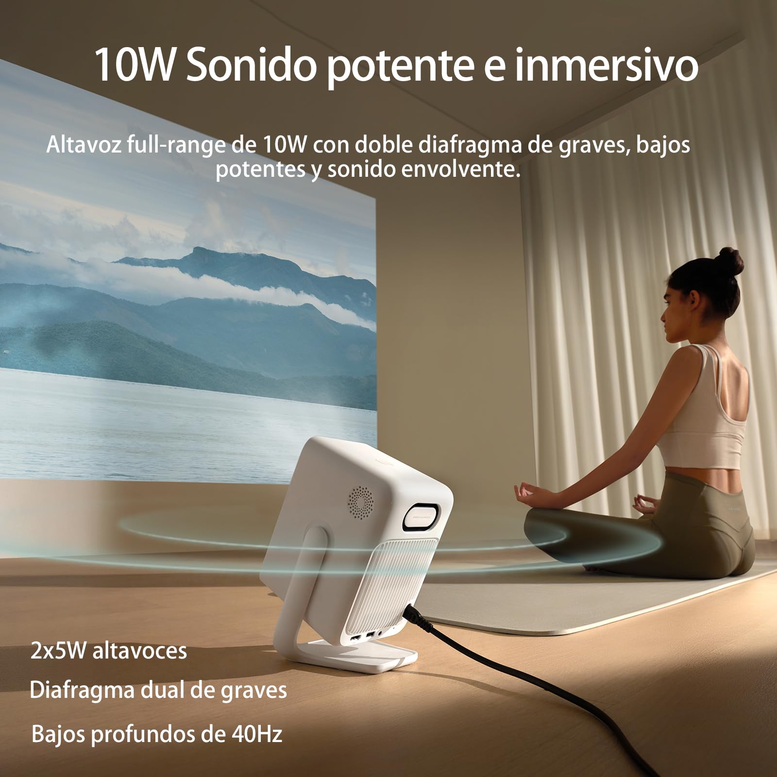 Wanbo T2 Ultra Proyector Google TV 500 ANSI, Widevine L1, Óptica Sellada, Enfoque Automático IA, Sonido DSP de 10W, WiFi Bluetooth, FHD 1080P, Rotación de 120°, Pantalla de 140" para Cine en Casa