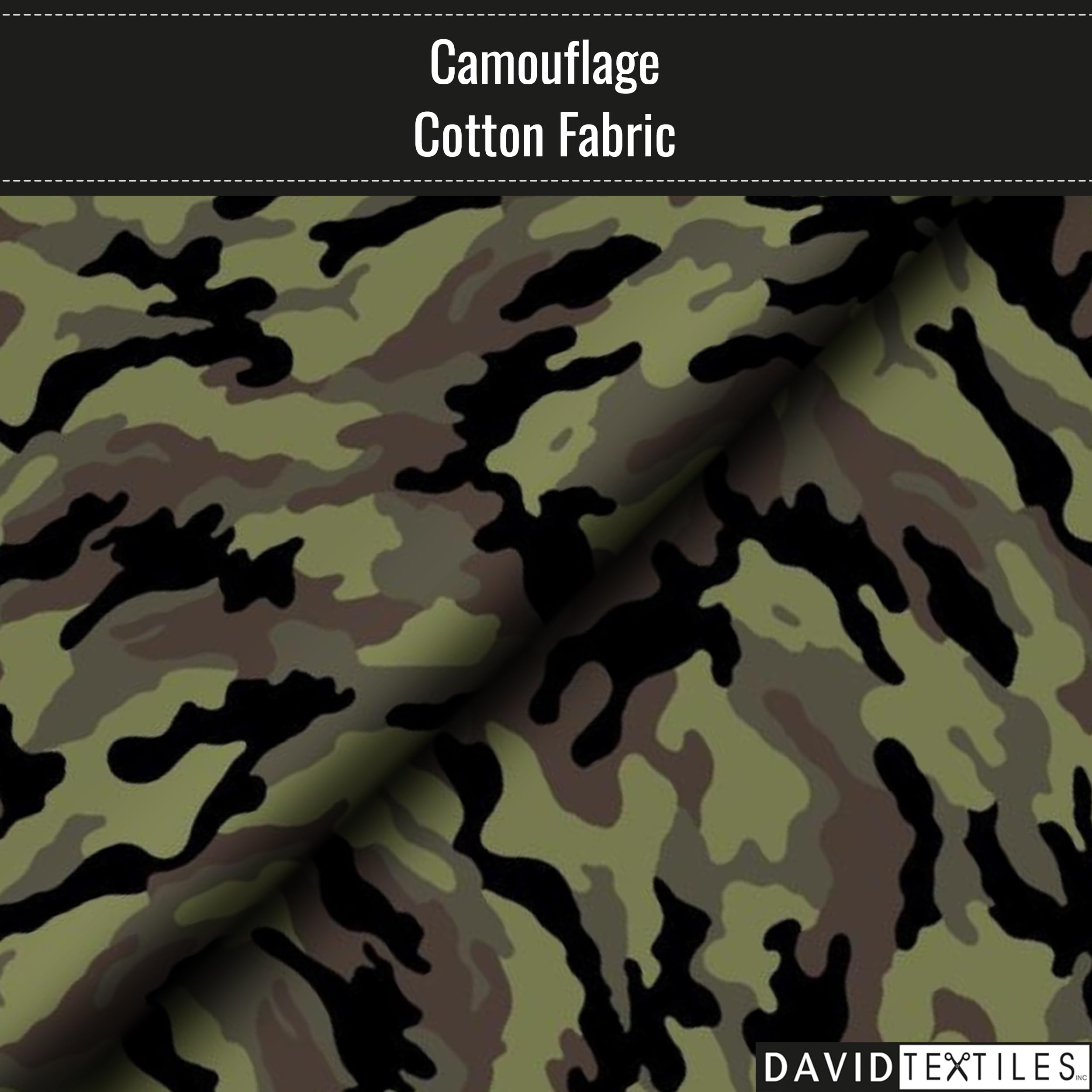 Camouflage Camo Print 100% Cotton Fabric Material by The Yard for Sewing, by David Textiles, 44 Inches Wide