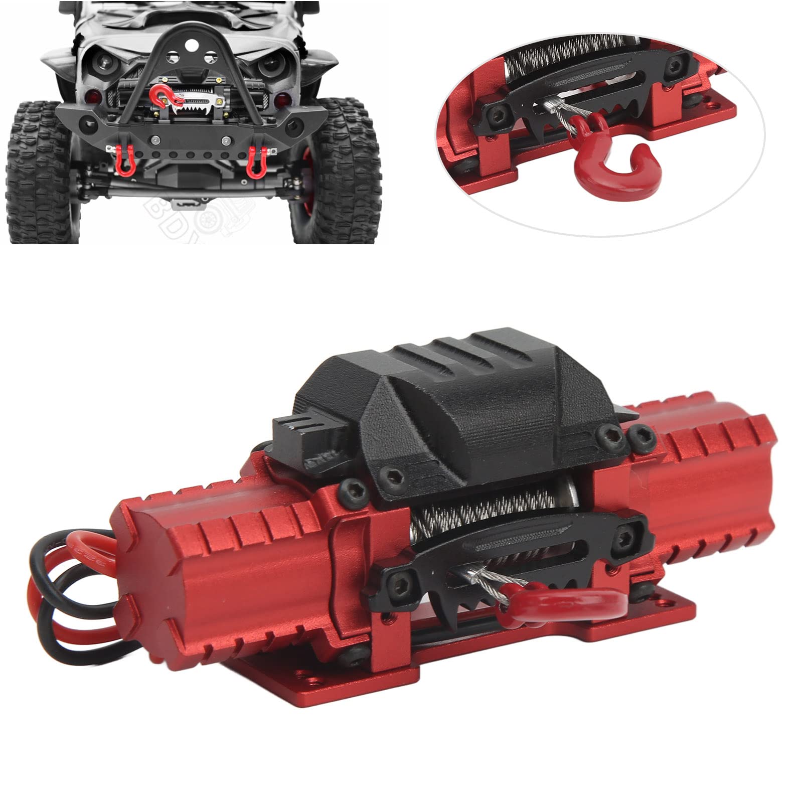 Cabrestante de Coche RC, Tracción Máxima, Accesorios de Coche, Motor Dual de Aleación de Aluminio, para Modelos RC, Aficionados a los Coches, Coleccionistas y Regalos