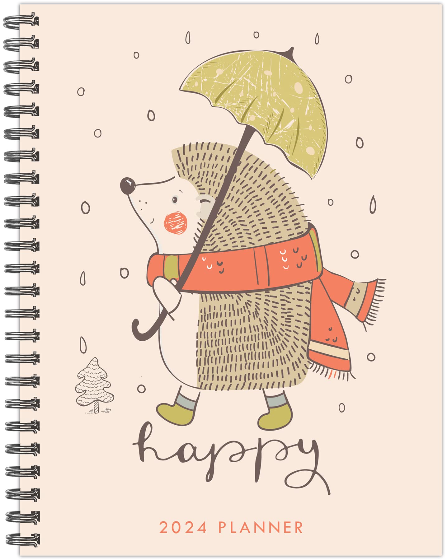 Happy Hedgehog 2024 Softcover Spiral-Bound Weekly Planner (6.5" x 8.5")