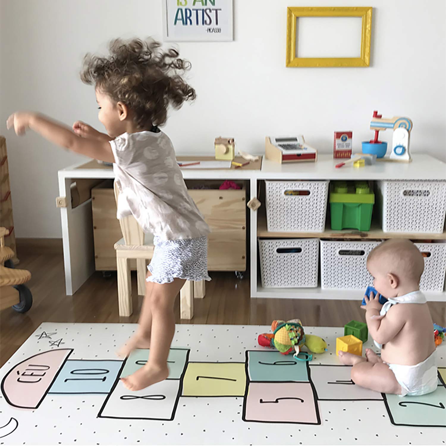 Tapis Jeu Lavable Tapis Enfant STARUIA 91x153cm - Motif Arc-en-ciel - Antidérapant - Lavable Machine - 0.5cm épaisseur Tapis Arc En Ciel Antidérapant 91x153cm