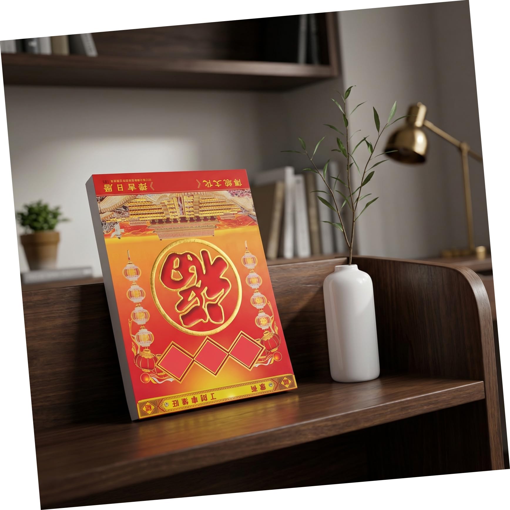 Calendario lunare cinese 2027 - Anno della Capra, calendario giornaliero da parete staccabile - Agenda tradizionale Feng Shui da appendere per casa e ufficio, agenda annuale 13,8x10,2 pollici