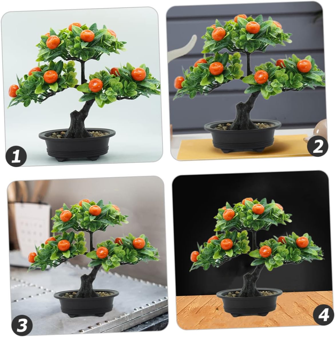 Mobestech 2pcs Faux Lemon Tree Artificial Indoor Fruit Plant Simulation Bonsai Decor Realistic Fruit Tree Plant Bright Details for Home Office Decor