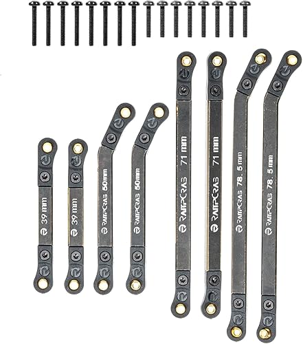 RampCrab High Clearance - Juego de 4 eslabones para SCX24 Gladiator y Dodge Power Wagon, juego de eslabones de latón, piezas de actualización para