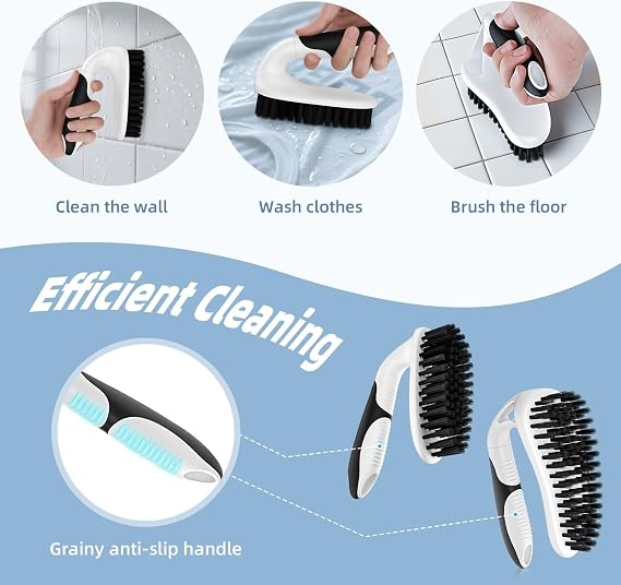 Cleangor Scrub Brush Set, Heavy Duty Scrub Brushes Crevice Cleaning Brush