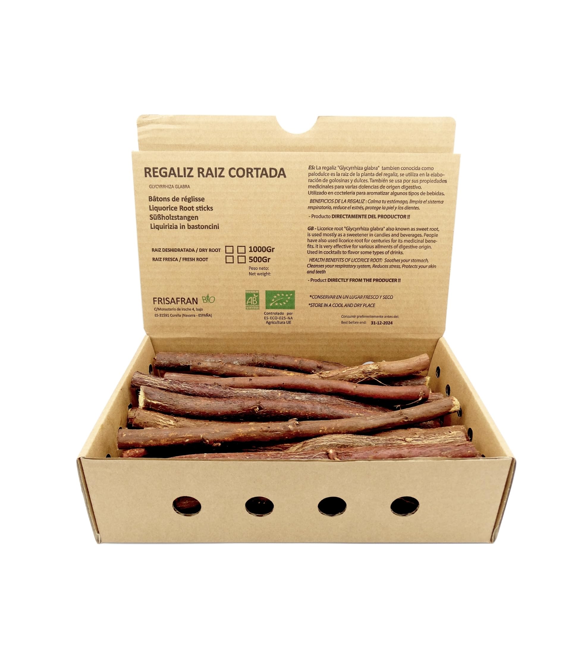 FRISAFRAN | Liquirizia in bastoncini BIO 500g | PRODOTTO FRESCO | radici-liquirizia | bastoncini | liquirizia-pura | bastoni | Fresco Radice | Direttamente dal produttore