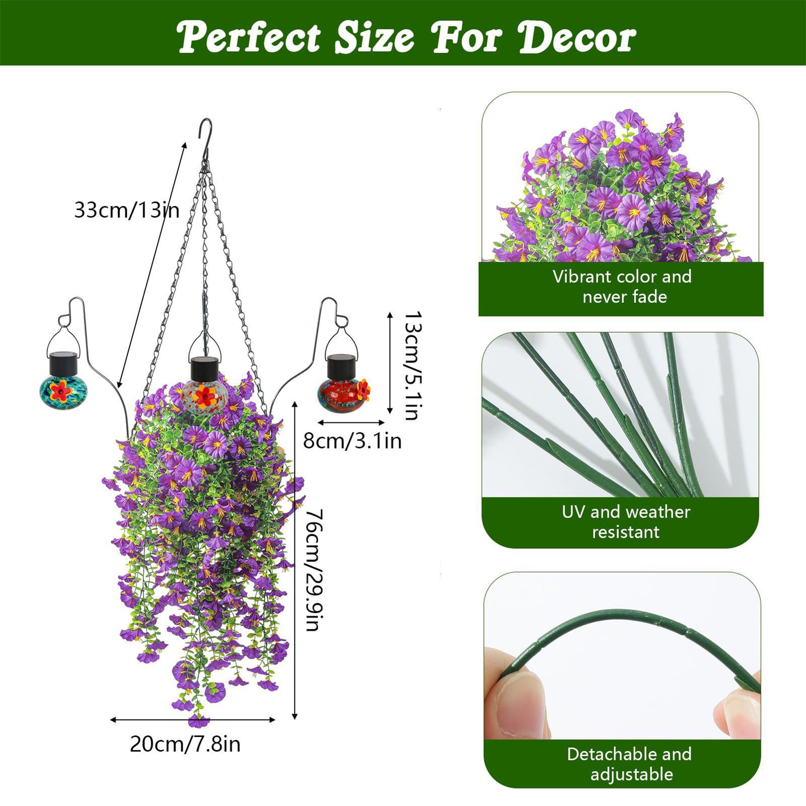 Fiori Artificiali Da Esterno Mangiatoia Per Uccelli In Metallo Decorativa | Cesto Di Fiori Artificiali Per Prato Balcone Giardino Portico Cortile Cocorita Conuro