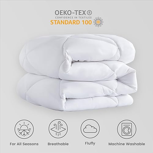 Miniatura 6 de SLEEP ZONE Edredón Relleno tamaño Queen, edredón reversible alternativo al plumón, ropa de cama ligera, suave y transpirable para todas las