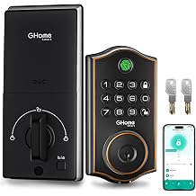 GHome Smart Fingerprint Door Lock for Front Door, 1.0s Unlock AI Self-Learning Keyless Entry Deadbolt with App Control, Keypad, Auto Lock, Digital Code Smart Lock for Home, Airbnb, Apartment, Garage