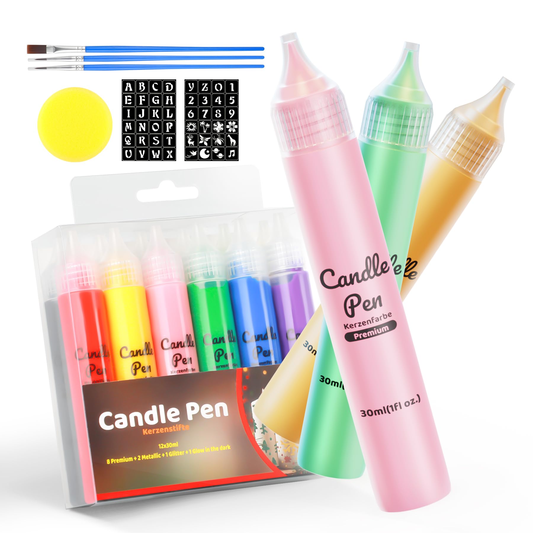 12 Penne a Cera per Candele, 30 ml, per Fai Da Te, Ideali per Decorare Candele