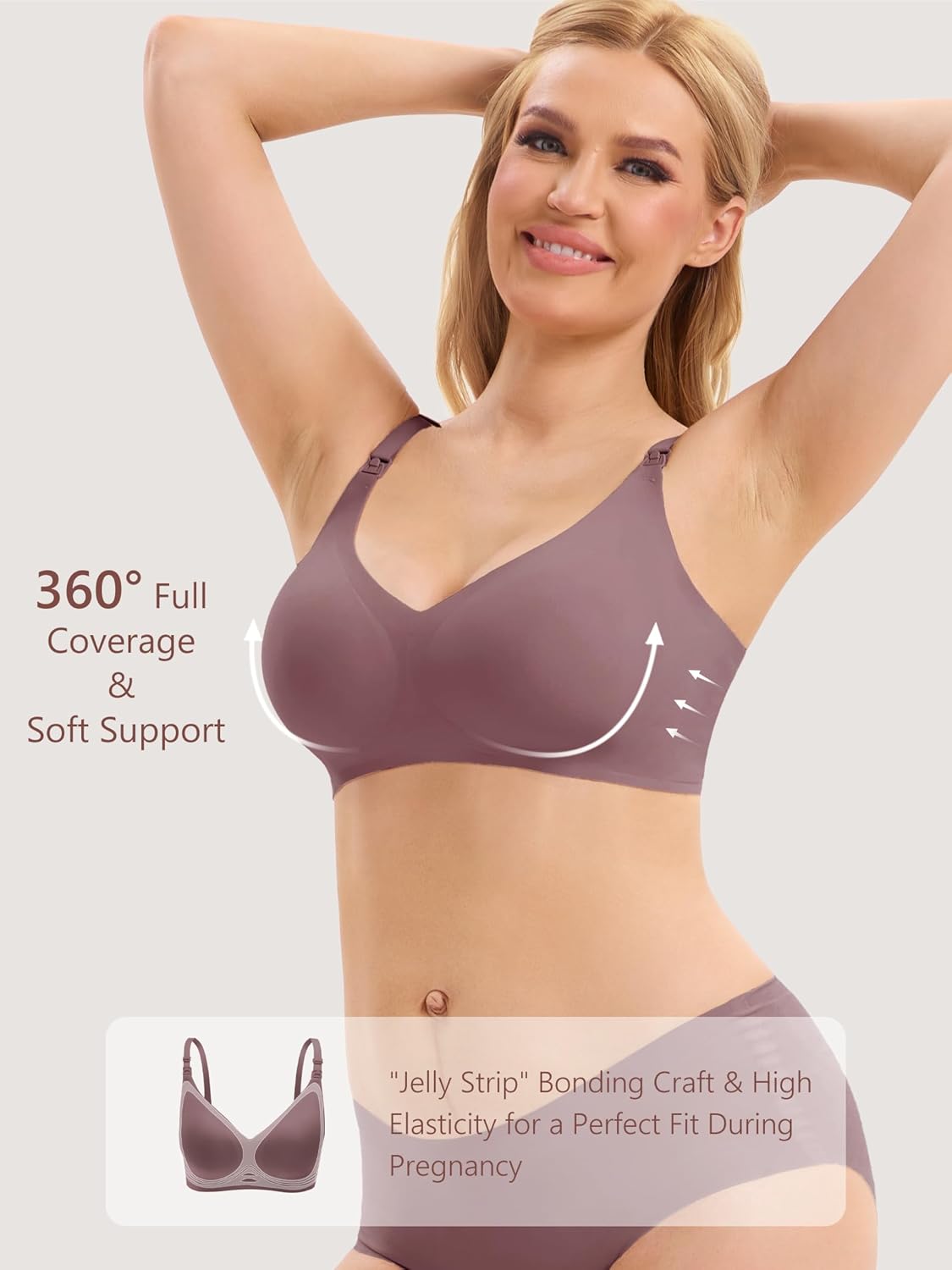 Angelhood 3 Pack Nursing Bras for Breastfeeding Seamless Pregnancy Maternity Bra Wireless Sleep Bralette with Extenders - Image 5