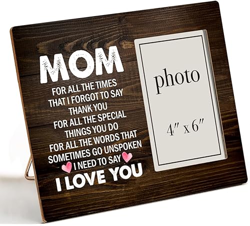 Nurawo El mejor regalo para mamá, regalos para mamá de hijo e hija, regalo para mamá, marco de fotos de madera significativo para madre para mesa o
