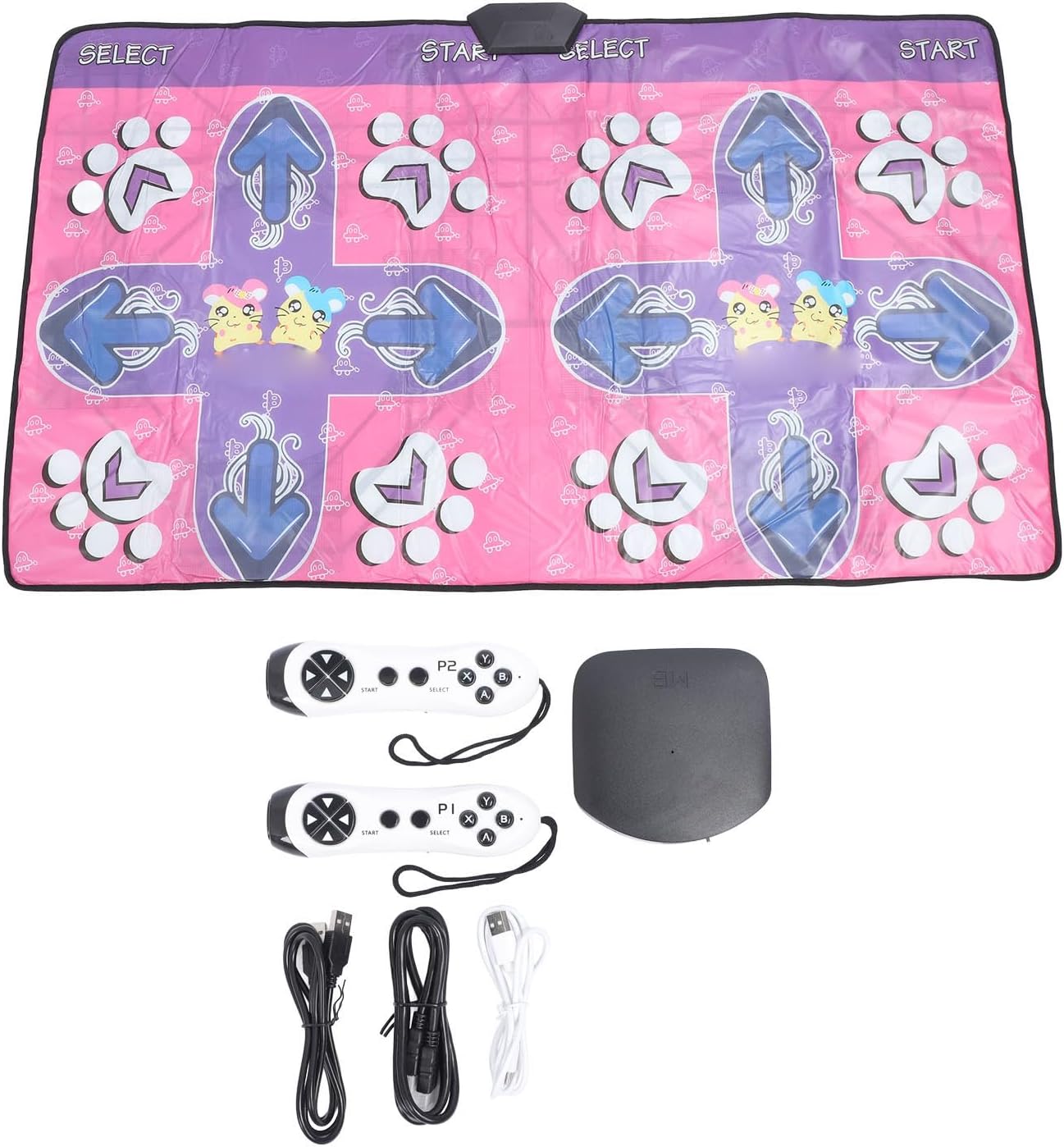 Dance Mat Rechargeable Wireless Double User PVC Electronic High Definition Step Pads for Family Fitness and Fun, Suitable for Children and Adults