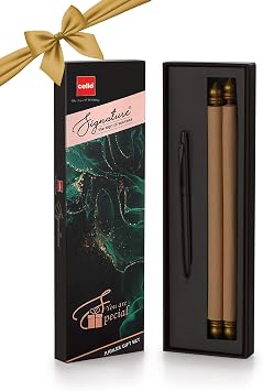 Cello Signature Jubilee Gift Set|Blue Ink|1 Ball Pen + 1 Birthday Scroll|Matte Black Finish|Premium Metal Pens for Office Use|Birthday Gifts for Men & Women|Best Diwali Gift|Corporate Gifting