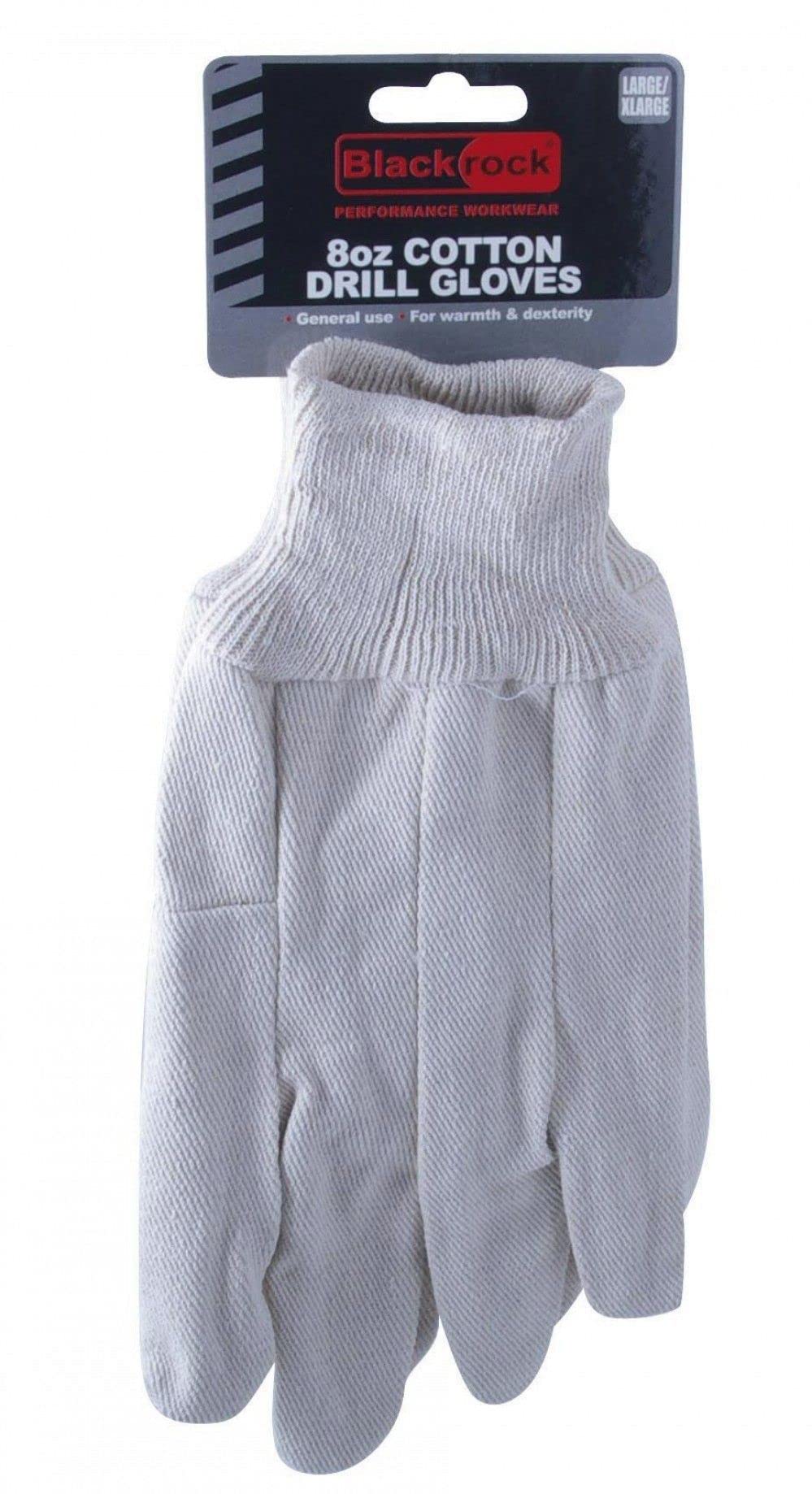 2 x Pairs Blackrock 8oz Cotton Drill Work Gloves - One Size