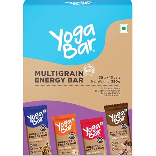Yogabar Multigrain Energy Bar Variety Pack, 10 Bar, Healthy Diet with Fruits, Nuts, Oats and Millets, Gluten Free, Crunchy Granola Bars, Packed with Chia and Sunflower Seeds (10 Bar)