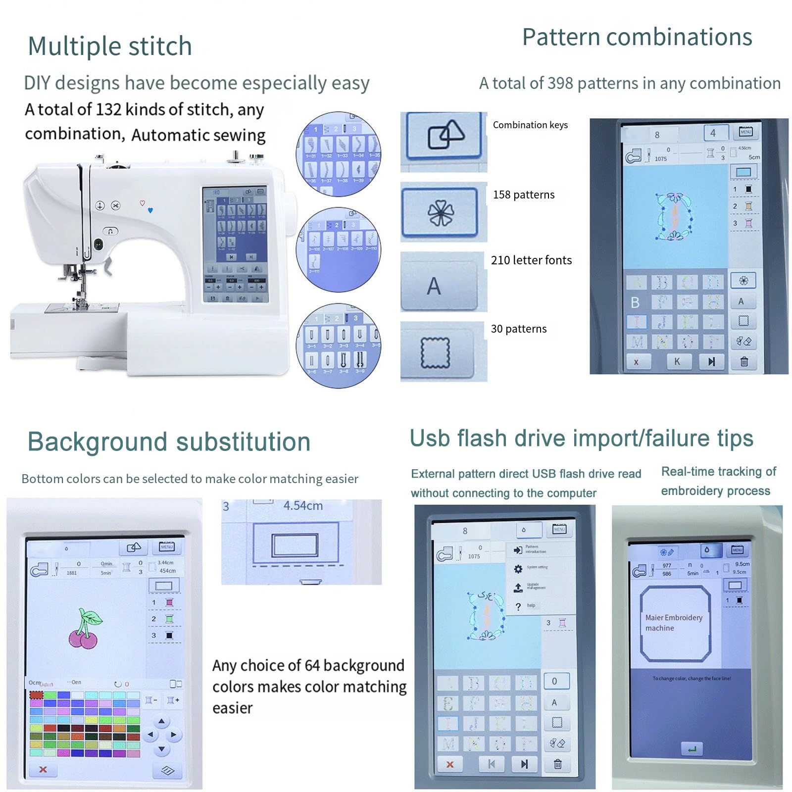 Automatic Embroidery Machine, Professional Sewing Machine Kit, 4