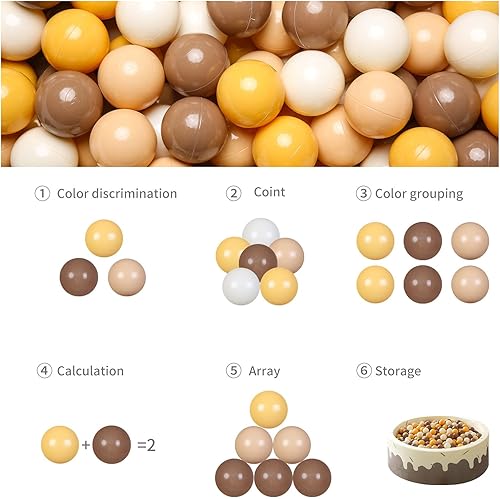 Miniatura 3 de GOGOSO Pelotas marrones para niños pequeños, bolas de plástico para niños, tienda de campaña de juego de pelotas, juguetes de agua para piscina para