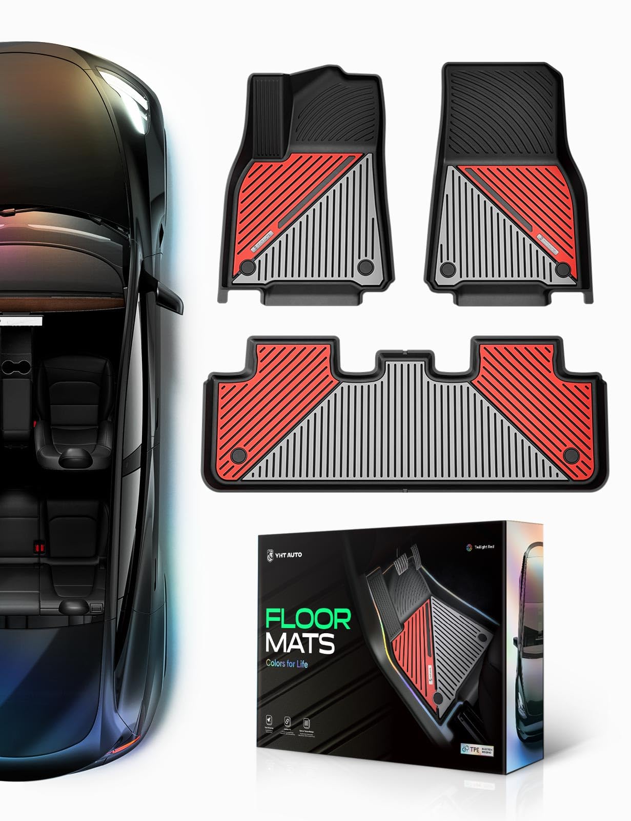GAFAT Tesla Model 3 Highland 2024 2025 2026/2017-2023 Tappetini Abitacolo, Model3 2025 Tappetini Gomma TPE Scansione 3D Originale Bordo Alto 6-10CM, Accessori Tesla Model 3 2026