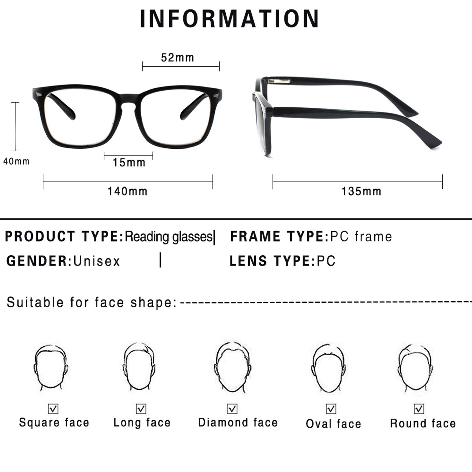 Sumkyle 2-Pack Progressive Multifocal Anti Blue Light Reading Glasses for Women and Men Fashion Eyeglasses Frame (2Black, 0.00)