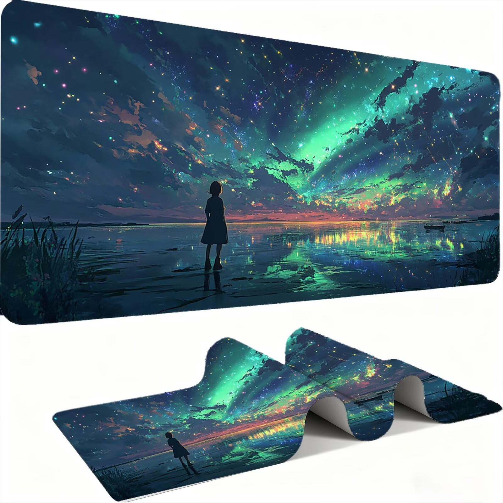 Podkładka pod mysz nad jeziorem/snem XXL 1200 x 600 mm duża podkładka pod mysz szyte krawędzie wodoodporna antypoślizgowa duże rozszerzone akcesoria biurowe do komputera, przenośny poprawia precyzję i